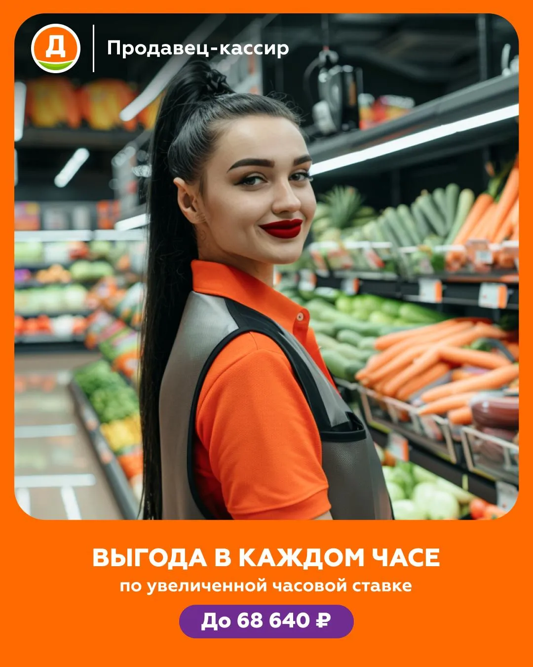 Продавец-кассир «Дикси» на рабочем месте в Твери